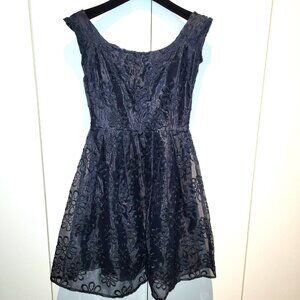 Vintage Y2K Mystic Navy Lace and Tulle Dress Size XS